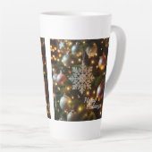 クリスマスホリデーシルバースノーフレークオーナメント カフェラテマグ (右アングル)