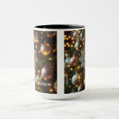 クリスマスホリデーシルバースノーフレークオーナメント マグカップ (中央)