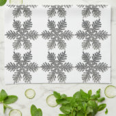 クリスマスホリデーシルバースノーフレークスターデザイン キッチンタオル (折り畳み)