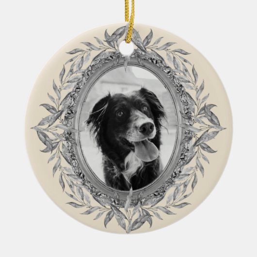 クリスマスホリデーシルバーフレームフォトフェスティバル セラミックオーナメント (正面)