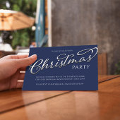 クリスマスホリデーシンプルネイビーブルーウィンタープレイド 招待状