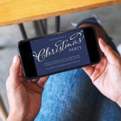 クリスマスホリデーシンプルネイビーブルーウィンタープレイド 招待状