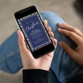 クリスマスホリデーシンプルネイビーブルーウィンタープレイド 招待状