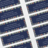 クリスマスホリデーシンプルネイビーブルーレッドプレイド ラベル