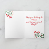 クリスマスホリデーシンプルレッドグリーンフローララディバグ カード (内部)