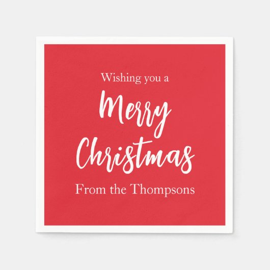 クリスマスホリデーシンプルレッドミニマリストかわいい スタンダードカクテルナプキン (正面)