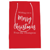 クリスマスホリデーシンプルレッドミニマリストかわいい ミディアムペーパーバッグ (正面)
