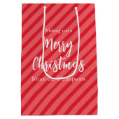 クリスマスホリデーシンプルレッドミニマリストかわいい ミディアムペーパーバッグ (裏面)