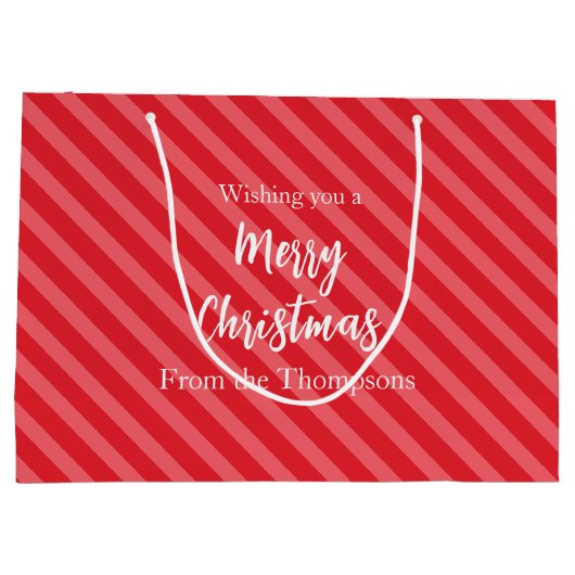 クリスマスホリデーシンプルレッドミニマリストかわいい ラージペーパーバッグ (裏面)