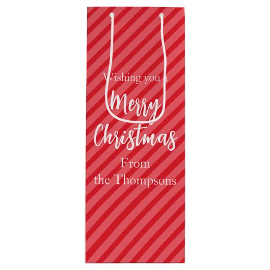 クリスマスホリデーシンプルレッドミニマリストかわいい ワインギフトバッグ (正面)