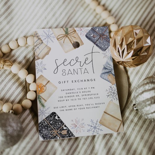 クリスマスホリデーシークレットサンタギフト交換パーティー 招待状