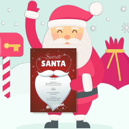 クリスマスホリデーシークレットサンタレッドギフトエクスチェンジ 招待状