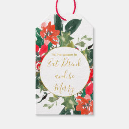 クリスマスホリデーシーズンフローラホリーリース ギフトタグ