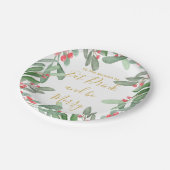 クリスマスホリデーシーズンホリーリースブライト ペーパープレート (アングル)