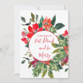 クリスマスホリデーシーズンホリーリースレッド 招待状 (正面)