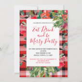 クリスマスホリデーシーズンホリーリースレッド 招待状 (裏面)