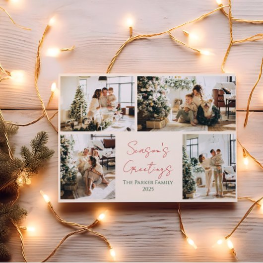 クリスマスホリデーシーズン家族写真カード 招待状