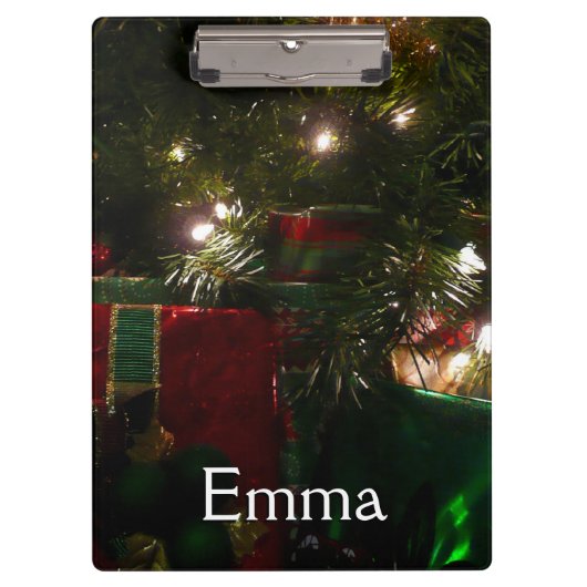 クリスマスホリデーシーンの下のギフト クリップボード (正面)