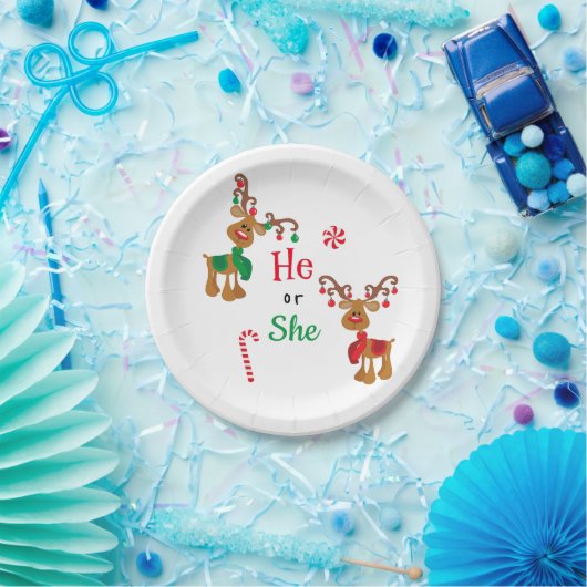 クリスマスホリデージェンダーがトナカイ赤い緑を明らかにする ペーパープレート (パーティー)