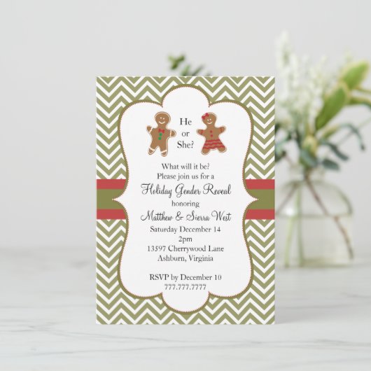 クリスマスホリデージェンダーが赤ちゃんシャワーを明らかにする 招待状 (スタンド正面)