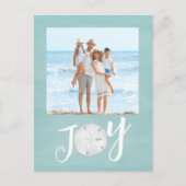 クリスマスホリデージョイフォトシンプルビーチ予算 シーズンポストカード (正面)