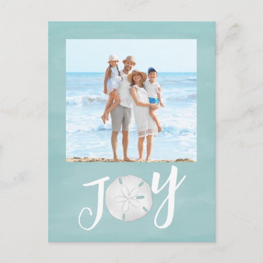 クリスマスホリデージョイフォトシンプルビーチ予算 シーズンポストカード (正面)
