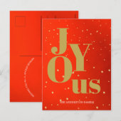 クリスマスホリデージョイレッド金ゴールドシック シーズンポストカード (正面/裏面)