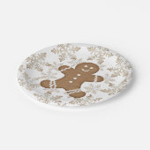 クリスマスホリデージンジャーブレッドマンとスノーフレーク ペーパープレート (アングル)