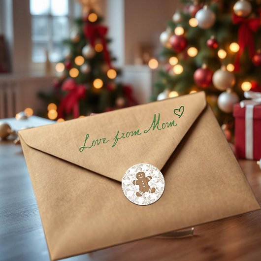 クリスマスホリデージンジャーブレッドマンとスノーフレーク ラウンドシール