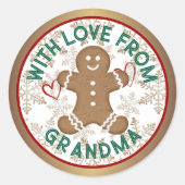 クリスマスホリデージンジャーブレッドマンアイススノーフレーク ラウンドシール (正面)