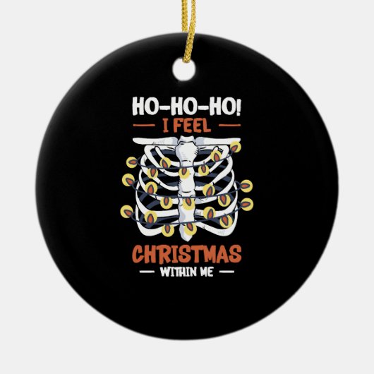 クリスマスホリデースケルトンリブケージ放射線学 セラミックオーナメント (正面)