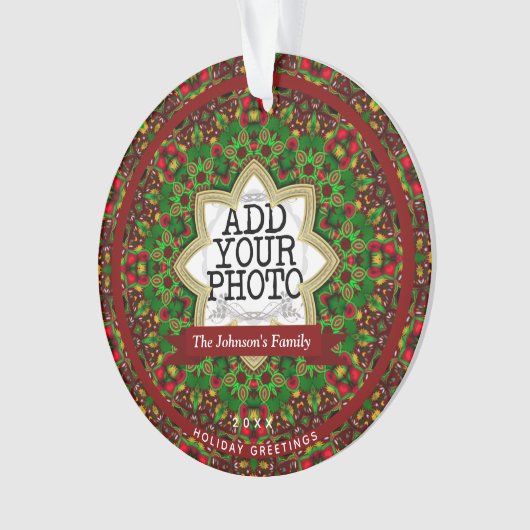 クリスマスホリデースターファミリーキープサケフォトプレート オーナメント (正面)