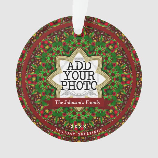 クリスマスホリデースターファミリーキープサケフォトプレート オーナメント (正面)