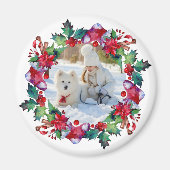 クリスマスホリデーストッキングフローラリース写真 マグネット (正面)