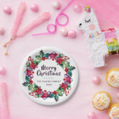 クリスマスホリデーストッキングフローラリース ペーパープレート (パーティー)