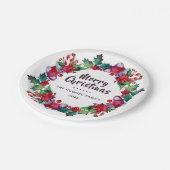 クリスマスホリデーストッキングフローラリース ペーパープレート (アングル)