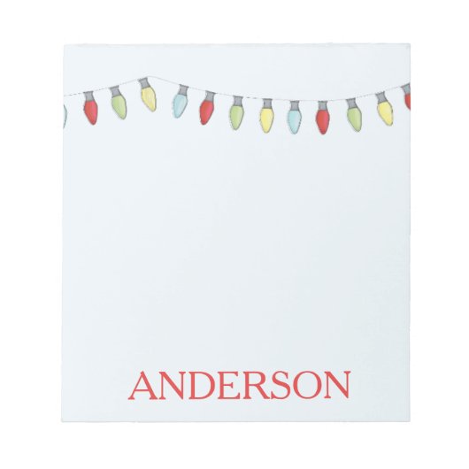 クリスマスホリデーストリングライトカワイイお洒落おもしろい ノートパッド (正面)