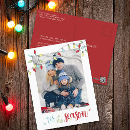 クリスマスホリデーストリングライトザシーズンおもしろい シーズンポストカード