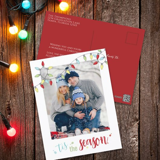 クリスマスホリデーストリングライトザシーズンおもしろい シーズンポストカード