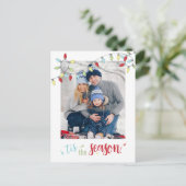 クリスマスホリデーストリングライトザシーズンおもしろい シーズンポストカード (スタンド正面)