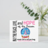 クリスマスホリデースノーグローブ1乳がん シーズンポストカード (スタンド正面)