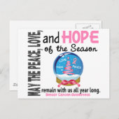 クリスマスホリデースノーグローブ1乳がん シーズンポストカード (正面/裏面)