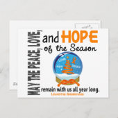 クリスマスホリデースノーグローブ1白血病 シーズンポストカード (正面/裏面)