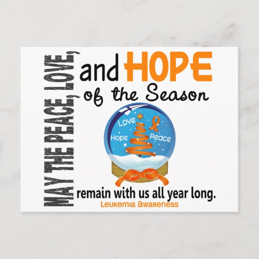 クリスマスホリデースノーグローブ1白血病 シーズンポストカード (正面)
