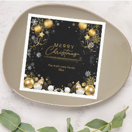 クリスマスホリデースノーフレークススススススパークルズと雪だるま スタンダードカクテルナプキン