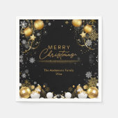 クリスマスホリデースノーフレークススススススパークルズと雪だるま スタンダードカクテルナプキン (正面)