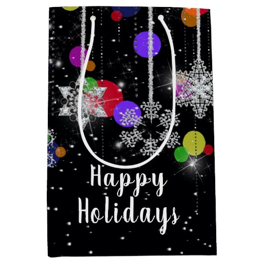 クリスマスホリデースノーフレークスミディアム抱き枕 ミディアムペーパーバッグ (正面)