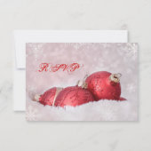 クリスマスホリデースノーフレークレッドウェディングRSVPカード 出欠カード (裏面)