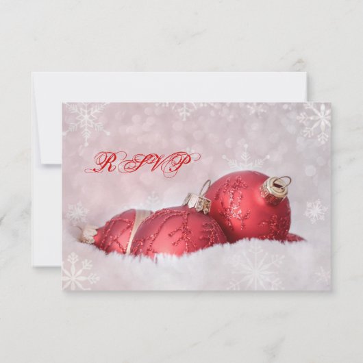 クリスマスホリデースノーフレークレッドウェディングRSVPカード 出欠カード (裏面)