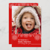 クリスマスホリデースノーフレーク写真 シーズンカード (正面/裏面)